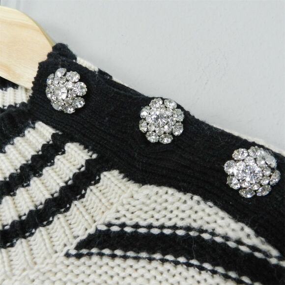 J.Crew Striped‎ Mockneck Sweater Size XL Jewel Rhinestone Twee Glam Preppy Heavy - Picture 11 of 11